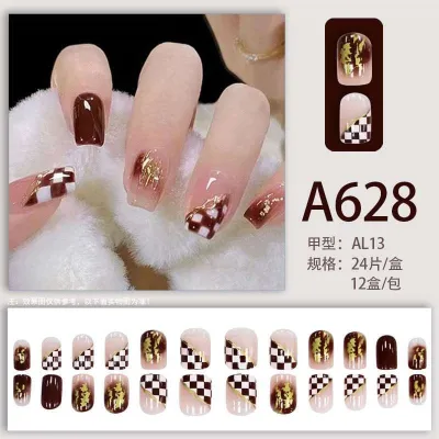 24 Pcs/1 Set Trendy Fake Nails